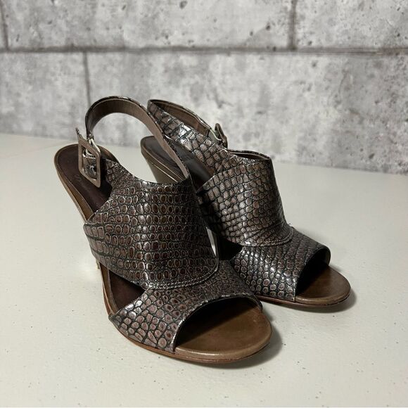 Schutz Croc Embossed Cone Heels Leather - Picture 2 of 11